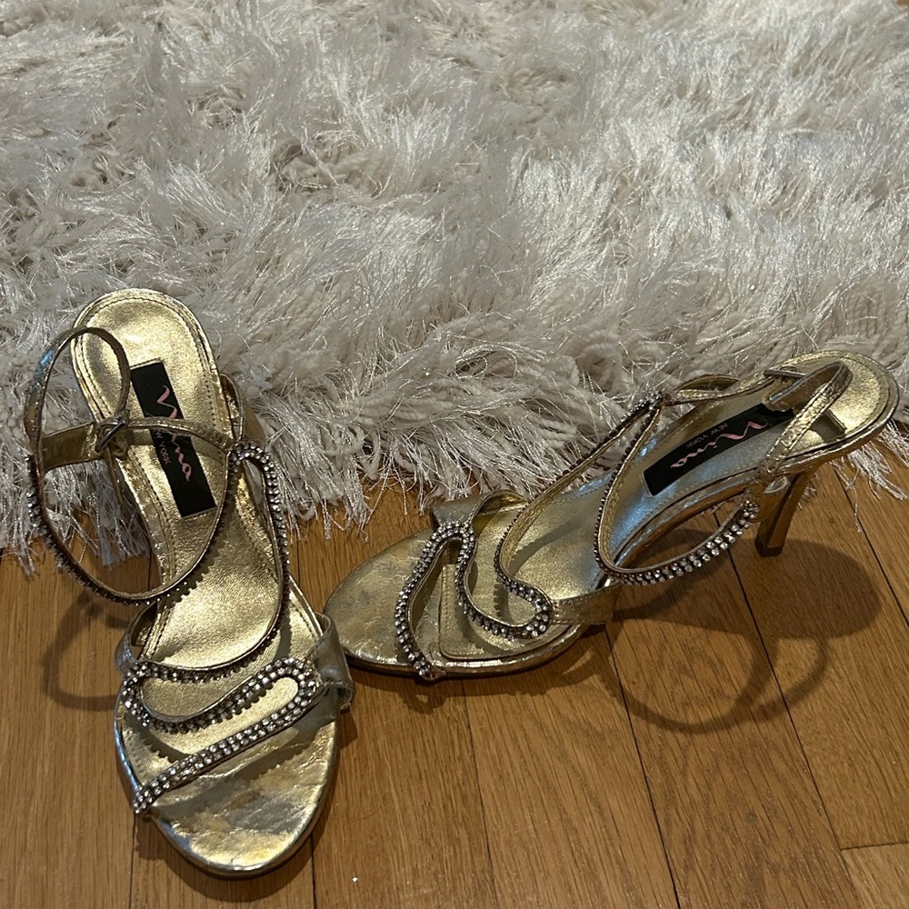 Elegant Gold Strappy Heels